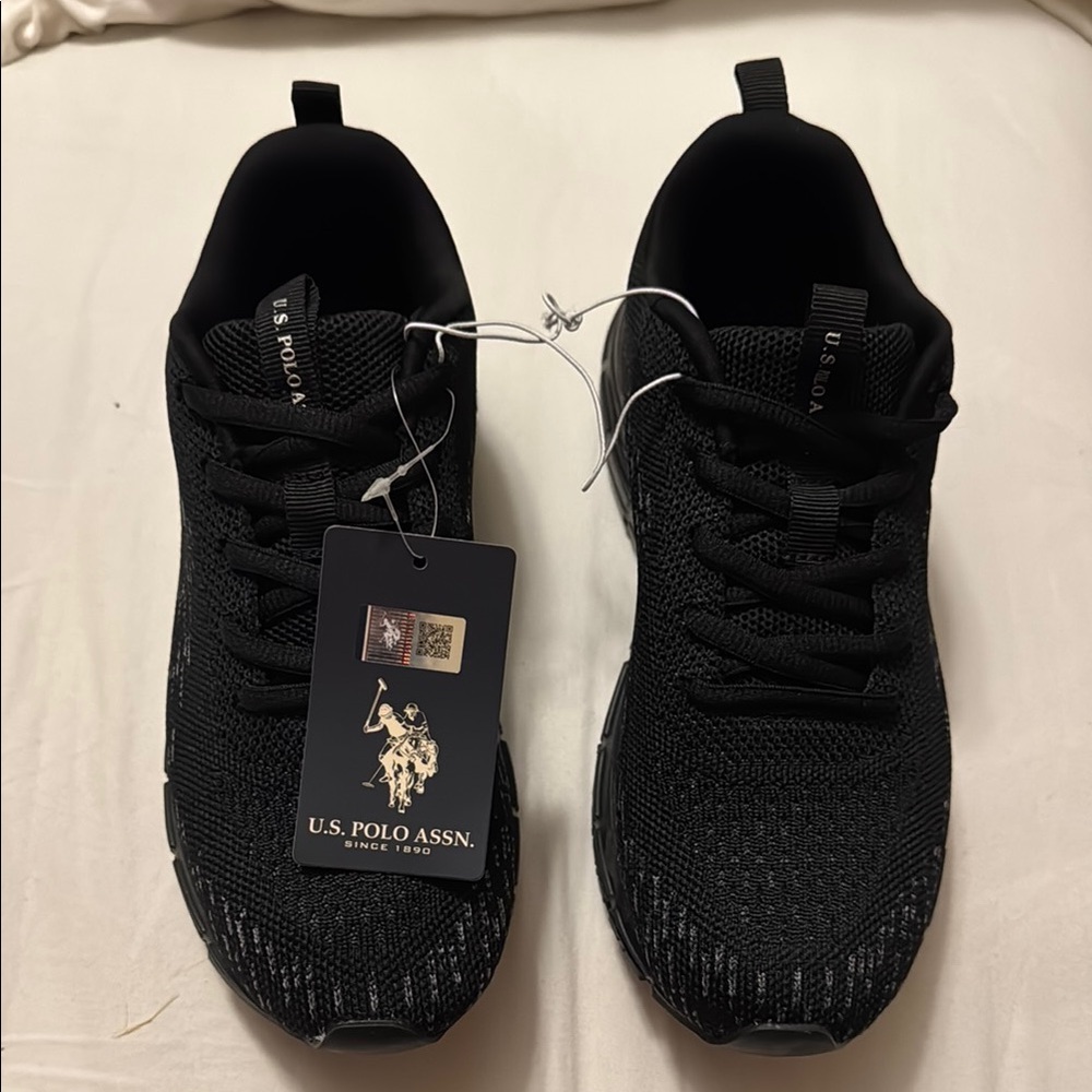 U.S. Polo Assn. Black Sneakers with Knit Upper and Rubber Sole